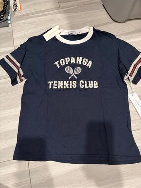 Stateside Topanga Tennis Club Navy Ringer Tee